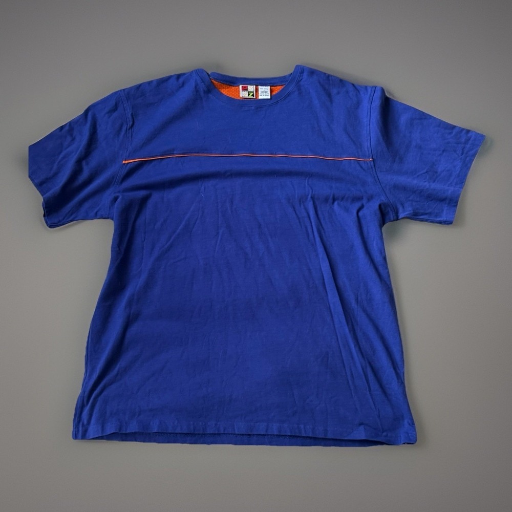 Vintage Energy Zone Blue Orange T-Shirt Men's Large 90s Y2K Mesh Trim Cotton